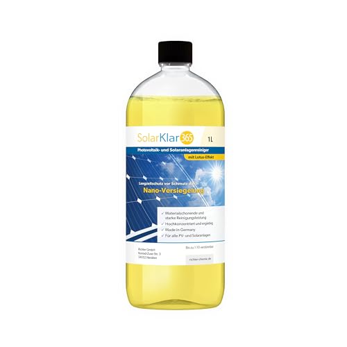 SolarKlar365 Photovoltaik- und Solaranlagen Reiniger | PV Anlage reinigen | Lotuseffekt langanhaltender Schutz, starke und materialschonende Reinigung SolarKlar365 Photovoltaik- und Solaranlagen Reiniger | PV Anlage reinigen | Lotuseffekt langanhaltender Schutz, starke und materialschonende Reinigung