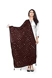 TMS Woman's Embroidered Chiffon Dupatta Scarf Shawl Wrap Soft Indian Bridal Wedding (Coffee)