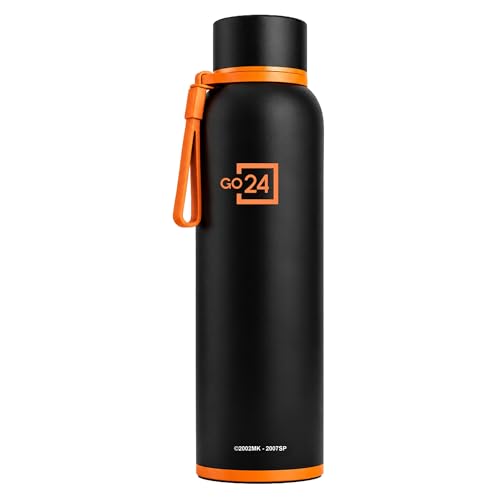 Image of Water Bottle 1 LTR Stainless Steel | Hot & Cold Flask | ISI Certified Steel Bottle| Three Layer Insulation | Leakproof | Home, Office | 2-Year Warranty | Naruto 1000 | Black-Orange - Naruto Sage