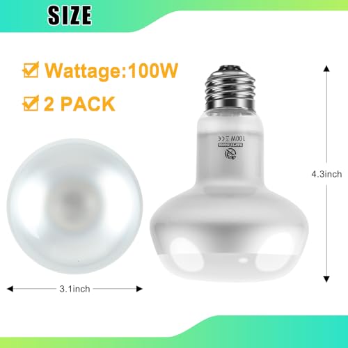 Image of Reptile Heat Lamp 2Pack 100W, Intense Basking Spot Light Bulb with UVA, Simulate Natural Daylight Heat Bulb for Reptile, Turtle, Bearded Dragon, Lizard, Tortoise, Gecko, Snake