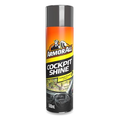 Armor All Cockpit Shine Car Interior Cleaner 500ml Lemon Cleans and Restores Dashboards and Trims Anti-Static Formula to Repel Dust Ideal for Car Detailing Made in the UK