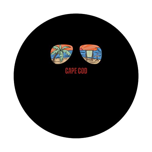 Cape Cod Beach Vacation Retro Sunglasses Ocean View PopSockets Swappable PopGrip, Black - Image 3