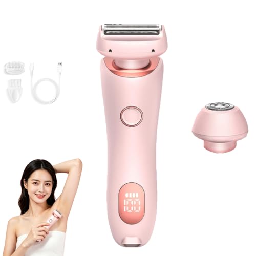 Boulina Rasierer Damen Glisse Pro Rasierer Wasserdichter Nass- und Trocken Haarentferner 2-In-1 Elektrorasierer mit LED-Display für Gesicht Arme Beine Achseln Bikini (Rosa)