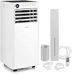 COSTWAY climatiseur portable 8000 BTU, unité de climatisation portable 4-en-1 avec déshumidificateur, ventilateur, mode sommeil, télécommande et minuterie 24H, refroidit des pièces jusqu'à 350 pi², kit d'installation de fenêtre inclus