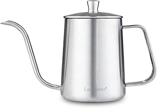 Easyworkz Gage Kaffeekanne mit Schwanenhals, 600 ml, Edelstahl, Handabtropf-Kaffeekanne mit langem schmalem Ausguss
