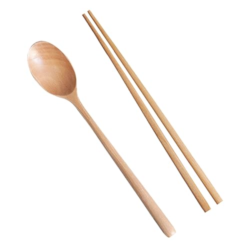 便携式木製箸とスプーン 軽量携帯用 自然木素材 エコ 風食器 プや旅行に 家 オ アウトドア用