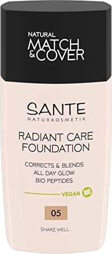 SANTE Naturkosmetik Radiant Care Foundation 05 Neutral Beige, vegane Foundation mit Bio-Peptiden und hochwertigen Ölen, für strahlende Haut, pflegende und nachhaltige Formel, 30ml