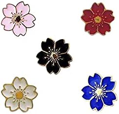 5 Pieces Cute Sakura Brooch, Cherry Blossom Pin Flower Brooch Coat Collar Badge Clothing Bag Accessory for Women Men Girls Boys