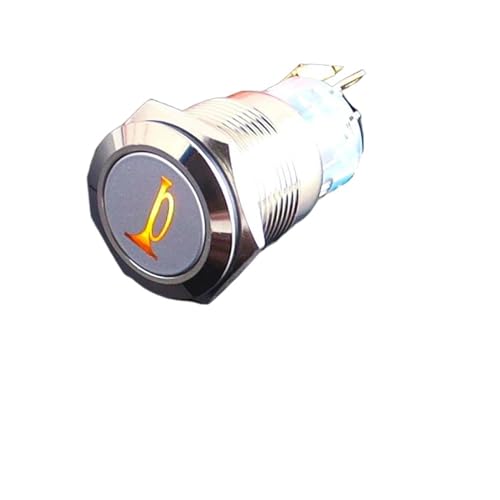 Bouton-poussoir momentané 19mm 12V jaune pour tableau de bord auto et bateau