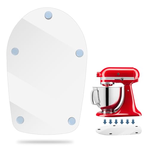 Image of Mixer Slider Mat for Kitchen Aid 4.5-5 Qt Tilt Head Stand Mixer, Glossy Sliding Tray Mixer Sliders for Kitchenaid Artisan Mixer, Kitchen Aid Accessories and Attachments, Countertop Storage, Clear