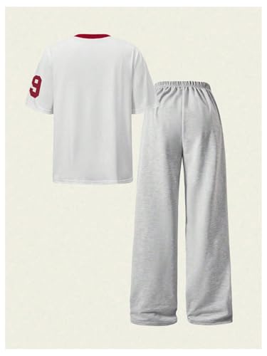 SOLY HUX Girl's Jersey Shirt 2 Piece Athletic Outfits Oversized Tee and Sweatpants Suit Pant Sets for Teen Girls
