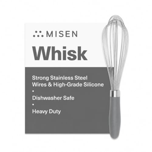 Misen Stainless Steel Balloon Whisk - Dishwasher Safe - Ergonomic Silicone Grip, Versatile Cooking...