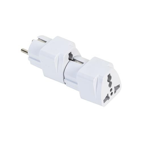 Image of Ocko Europe to Universal Travel Adapter Schuko Plug | Type E /F European Plug Adapter Universal Socket for Europe, Germany, Spain, Netherland, France (Pack of 2, White)