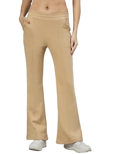 Image of 98 Degree North Women Flared Fleece Track Pants-GL1315-ALMOND