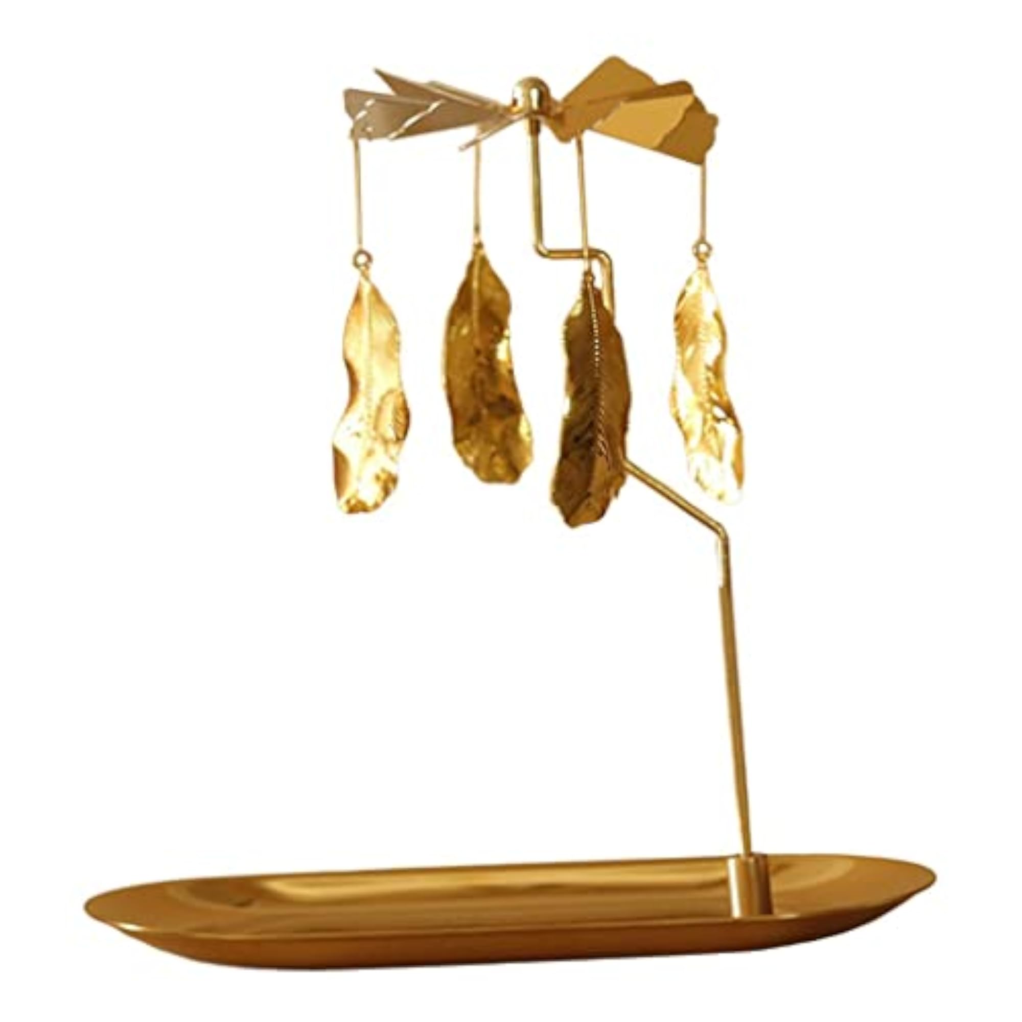 Rotating Spinning Tea Light Holder Stand Feather
