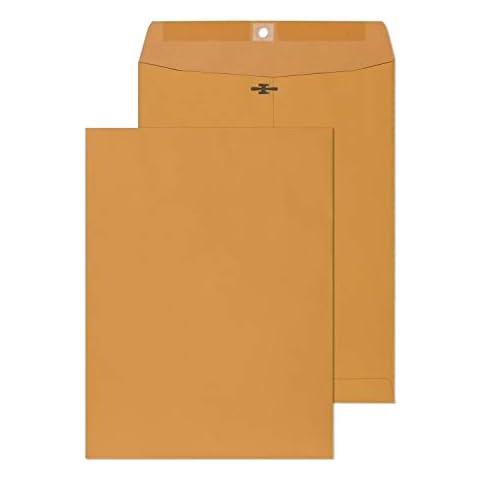 EnDoc Clasp Envelopes 9x12-15 Pack Brown Kraft Catalog Envelopes with Clasp Closure & Gummed Seal – 28lb Heavyweight Paper Envelopes for Home, Office, Business, Legal or School Pack- 9 x 12 Inch Cover
