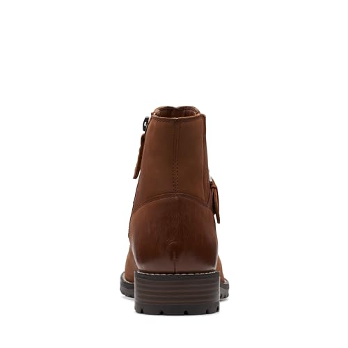 Clarks Clarks Women's ClarkwellStrap Ankle Boot, Dark Tan Leather, 7 Medium US