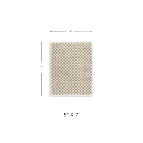 Image of Signature Design by Ashley Checkered Shag Area Rug, Taupe /Ivory, 5x7