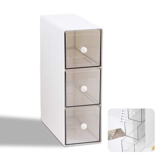 HOMURY Caja de té con 3 cajones: cajas de plástico para bolsas de té, organizador de cocina para tocador, bolsas de té, cápsulas de café, azúcar (transparente, 23 x 17 x 8 cm)