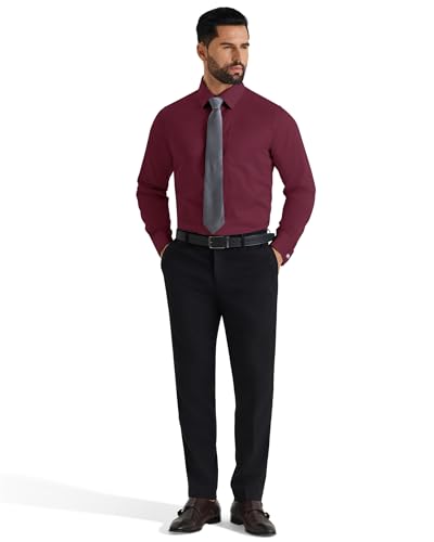 Image of Alimens & Gentle French Cuff Regular Fit Dress Shirts (Cufflink Included) | Office Work,Business Casual,Wedding,Formal Event,Interview,cufflink,Soft,Breathable,Polyester Cotton