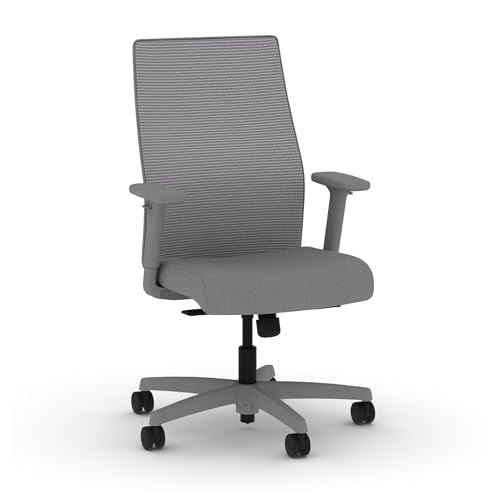 Image of HON Ignition 2.0 Mid‑Back Ergonomic Office Chair, Mesh Task Desk Chair with Lumbar Support, Standard Synchro‑Tilt, Height and Width Adjustable Arms, Titanium Frame, Frost