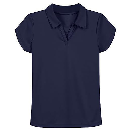 Nautica Girls' School Uniform Short Sleeve Performance Polo, Navy, Medium(5)