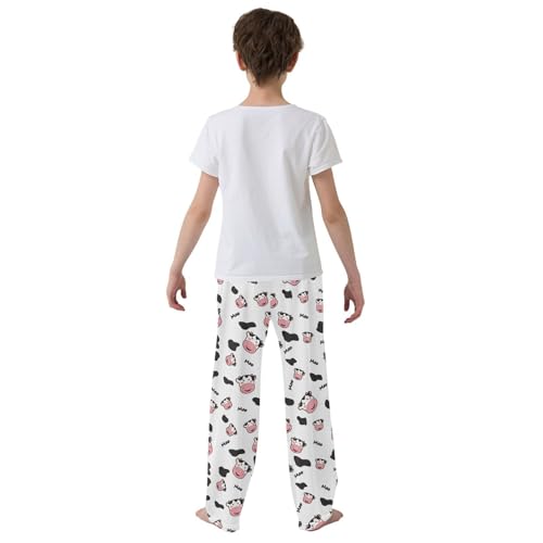 ZZXXB Milk Cow Moo Boys Long Pants Soft Trousers Elastic Waist Kids Lounge Bottoms with Pockets S-XL3