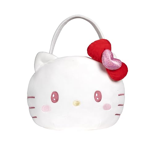 Jazwares Costume Play Hello Kitty Official Heart Pail Accessory - 12-Inch Embroidered Treat Pail with Character Design and Carry Handle