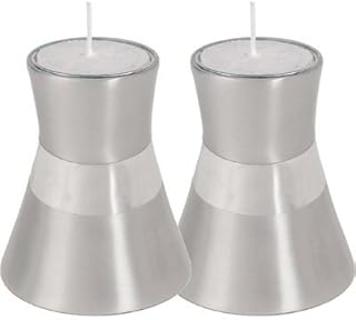 Small Silver Anodize Aluminum Shabbat Candlesticks by Yair Emanuel