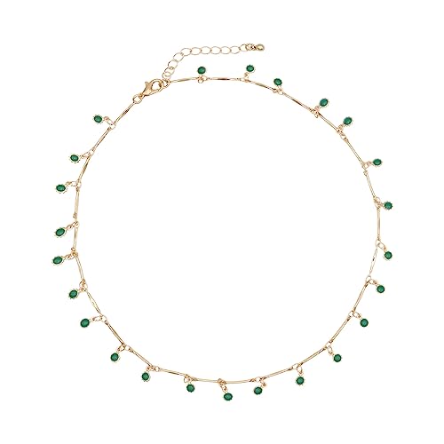 Rrdaily Gargantilla de cristal bohemio para mujer, delicada y colorida con cuentas de piedras preciosas hechas a mano, regalo de joyería (verde)
