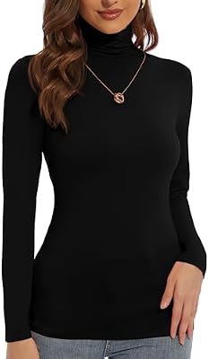 DSPSAM Oversize Turtleneck Sweaters for Women Black Turtle Necks for Womens Long Sleeve Underscrub M...