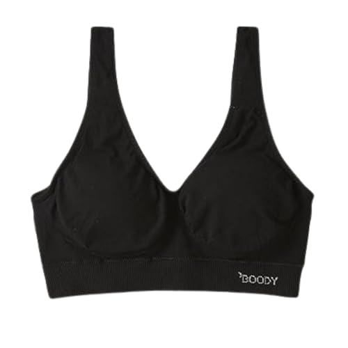 Boody -Seamfree Padded Crop Bra- Seamless Bralette- No Clips, Fastenings, Wires - Bamboo Viscose-Light-Medium Support-Pull-On Black