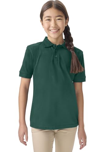 Image of Classroom School Uniforms for Boys and Girls Short Sleeve Pique Polo | Unisex Youth Shirt, Matching Ribbed Collar, Banded Sleeves, Three-button Placket, Comfortable Fit, School Uniform Essential