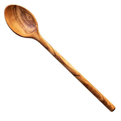12 Inch Olive Wood Cooking Spoon, Natural and Organic Olivewood for Pasta, Mixing - Quality Handmade Wooden Kitchen Gift