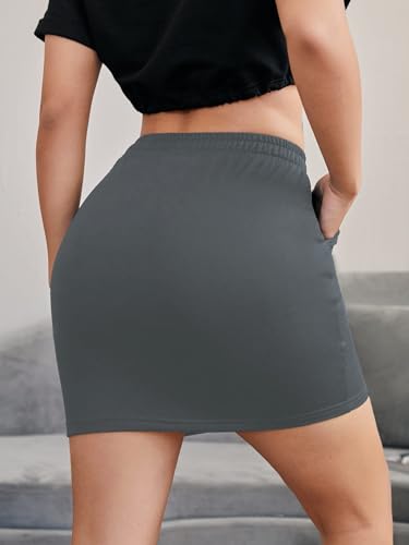 Milumia Women Casual High Waist Mini Skirt Drawstring Workout Skirt with Pocket2