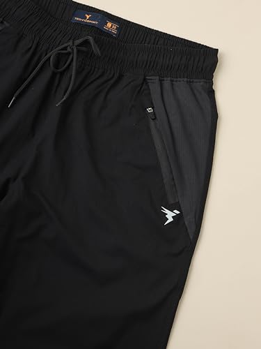 Image of TECHNOSPORT Mens Woven Regular Fit Activewear Joggers for Running, Gym, Sports and Regular Use Stretchable, Colorblock and Antimicrobial