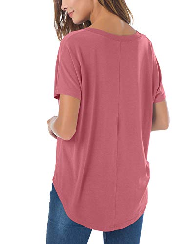 Image of Herou Women Loose Fit T-Shirts Soft Short Sleeve Crew Neck Casual Tee Tops | Lightweight,Basic,Workout,Comfortable,High Low Hem,Oversized