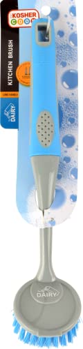 Image of Dairy Blue Kitchen Dish Brush - Pots, Pans and Dishes Scrubber with Long Neck Ergonomic Handle - Color Coded Kitchen Tools by The Kosher Cook