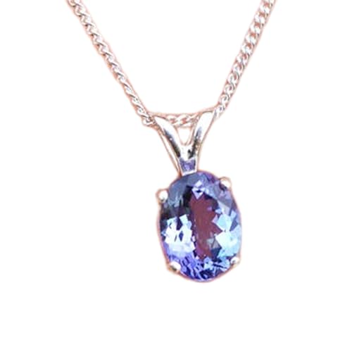 Pendentif tanzanite naturelle collier argent 925 idéal pour vos tenues de soirée