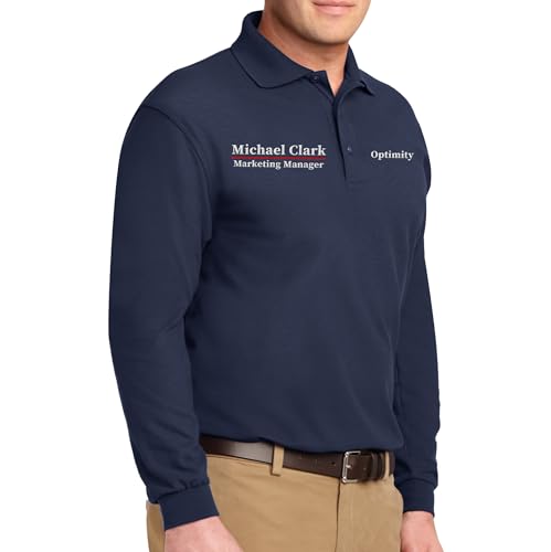Custom Embroidered Long Sleeve Polo Shirts for Men Personalized Embroidery Add Your Name Text3