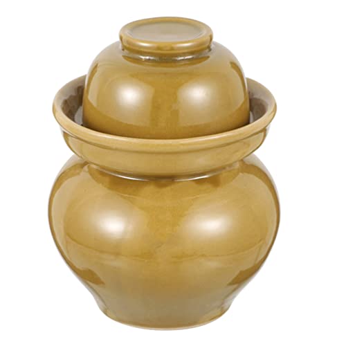 Tarro de cerámica para encurtidos, fermentación, Fermentation Jar - Ceramic Pickle Jar with Water Seal Airlock Lid for Home Fermenting and Pickling