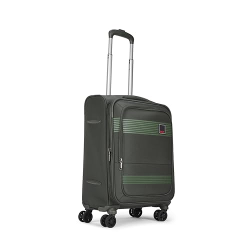 Image of VIP Triumph 8 Wheel Cabin (Small Size) Soft Case Trolley Bag | TSA Lock | Expandable Polyester Luggage | 3 Year International Warranty | Anti-Theft Zipper | 57 CM Suitcase for Travel | Ivory Green