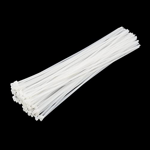 XINGO White Cable Ties Heavy Duty 100 Pack, 450mm x 4.8mm with 50 lbs Strength, UV Resistant Long Nylon Cable Ties for Indoor and Outdoor Use