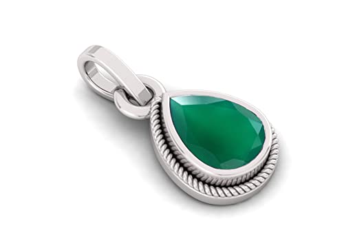 Image of LMDPRAJAPATIS 12.25 Ratti / 11.75 Carat Natural Emerald Panna Silver Plated Pendant Locket for Women,S (Astrological Purpose Pendant)
