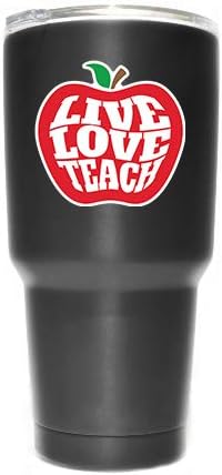 Live Love Teacher Teacher Apple (2 Pack) Vinyl Decal Sticker Car Truck Van SUV Window Wall Cup Laptop