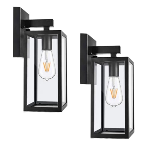 RRJJ Aplique de Pared Exterior, farolillos de Pared Exteriores, Impermeables, inoxidables, Negros, para Patio o jardín. Paquete de 1 o 2 Unidades (Color: Negro, Tamaño: 1 Unidad).