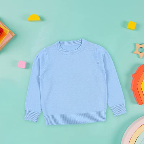 Plain Crewneck Pullover Sweater for Toddler, Baby Boys Girls Long Sleeve Soft Sweatshirt, Basic Solid Fall Winter Tops4