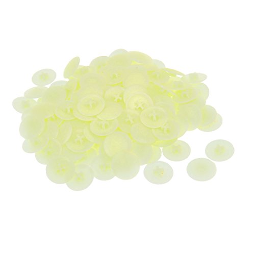 Aexit 6mm Phillips Weatherproofing 17mm Head Dia Screw Plastic Cap Cover Light Window Insulation Kits Yellow 100PCS