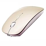 PeiBO Bluetooth 5.2 Wireless Mouse, Gold, Rechargeable, Ergonomic Design, Compatible with Laptops and Tablets