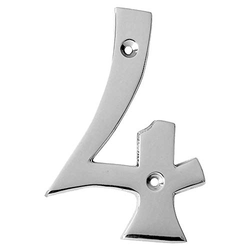 Motif 4-Inch Brass Letters Mailbox Decor Address Signs For Houses Outdoor Wall Decor Mailbox Numbers House Address Numbers For Outside Address Sign for Door Numbers (Satin Chrome, Number 4)